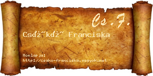 Csákó Franciska névjegykártya
